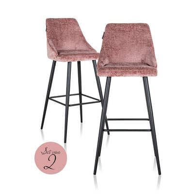 Richmond Interiors Chenille Barhocker Brooke 2er Set | Rosé