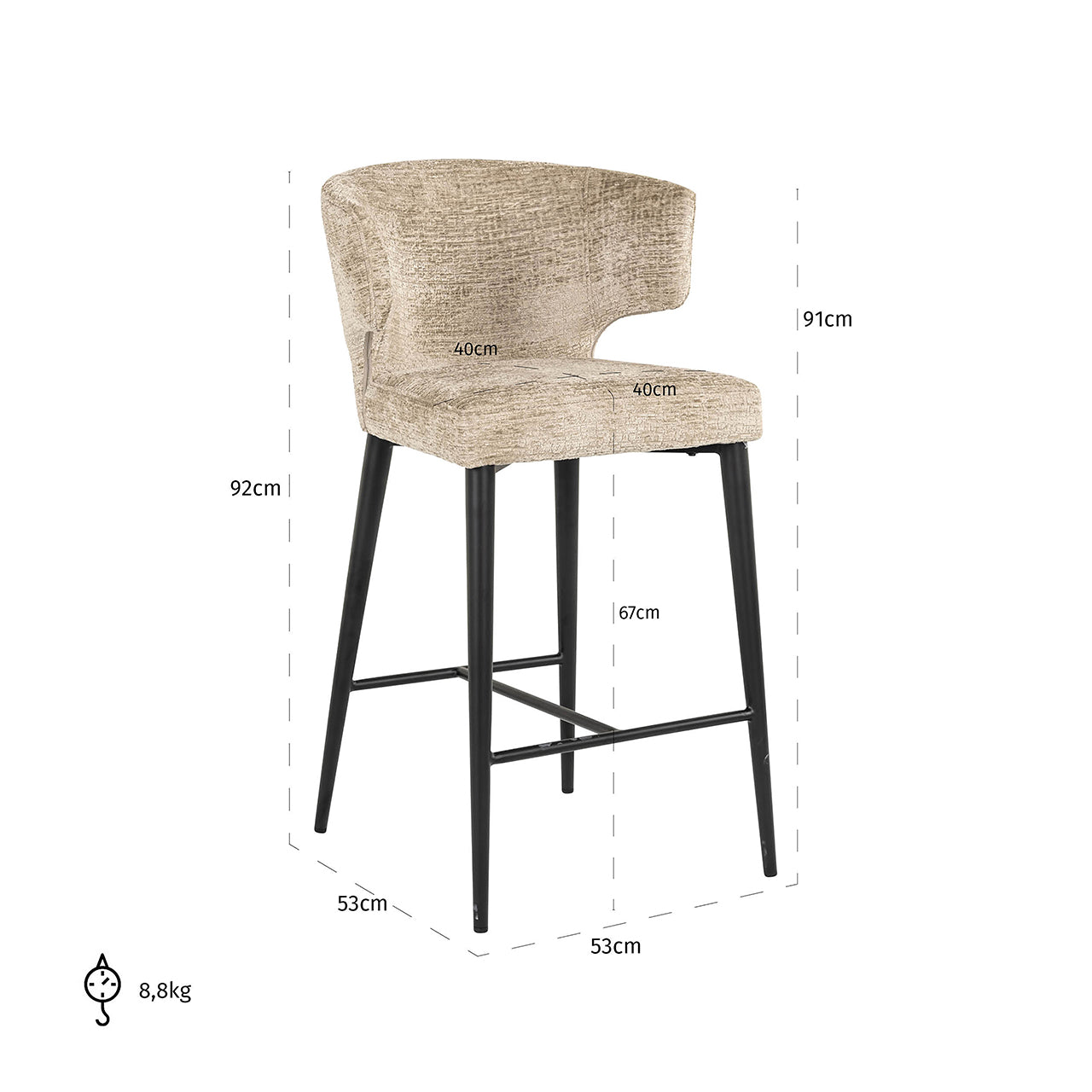Richmond Interiors Chenille Barhocker Counterstuhl Taylor | Desert