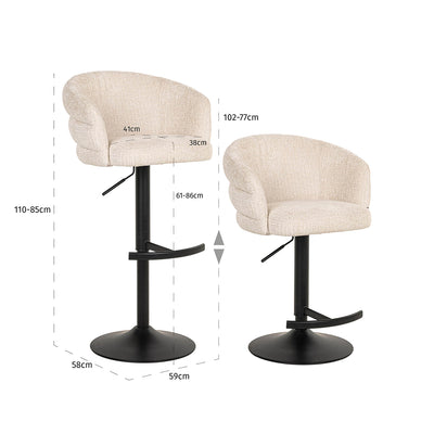 Richmond Interiors Chenille Dreh-Barhocker Nikki höhenverstellbar | beige