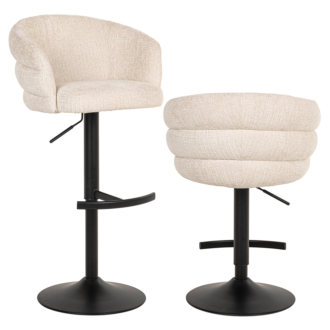 Richmond Interiors Chenille Dreh-Barhocker Nikki höhenverstellbar | beige