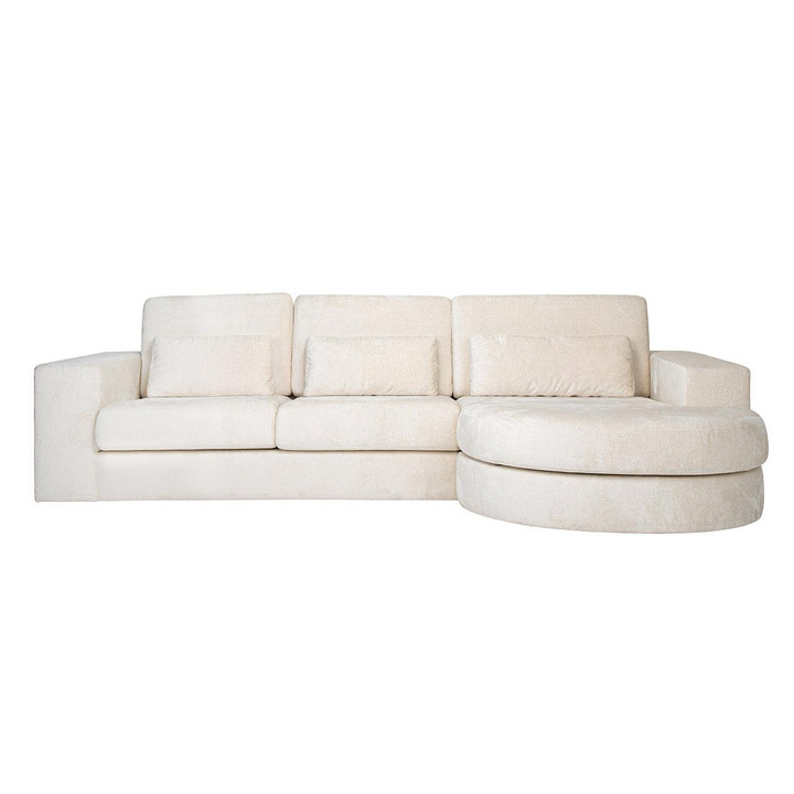 Richmond Interiors Chenille-Ecksofa Felix 2,5 Sitzer mit Lounge rechts | Cremé