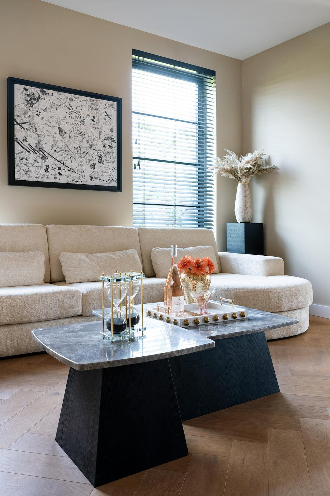Sofa Barcelona with récamière | fabric Adore velvet