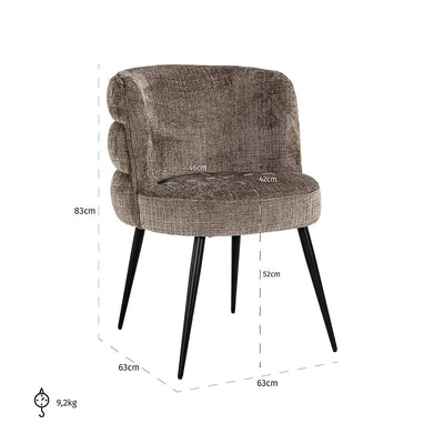 Richmond Interiors Chenille-Esszimmerstuhl Stella | Stone