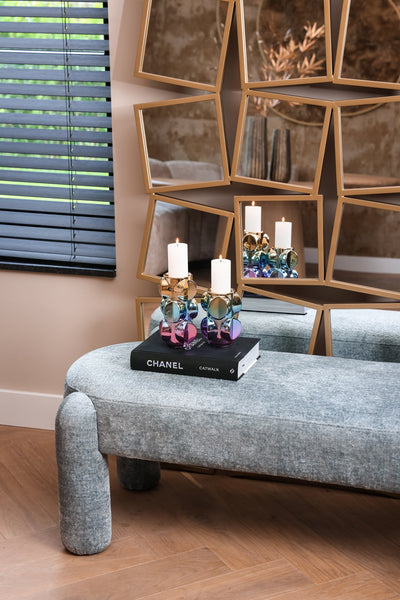 Richmond Interiors Chenille-Polsterbank Holly | hellblau