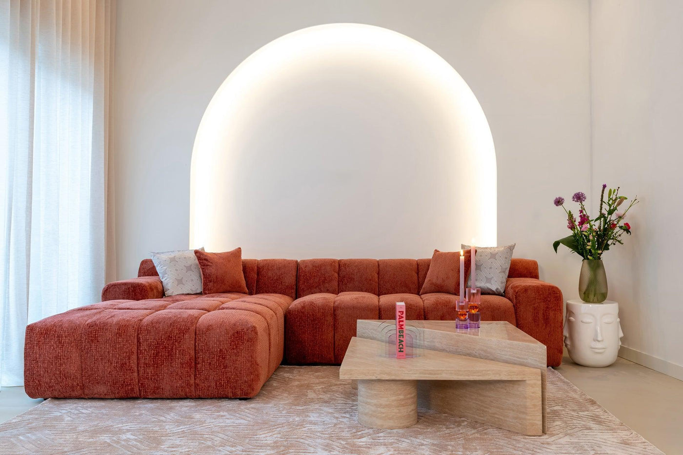 Richmond Interiors Ecksofa Cube 3 Sitzer mit Lounge links | Blush