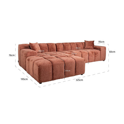 Richmond Interiors Ecksofa Cube 3 Sitzer mit Lounge links | Blush