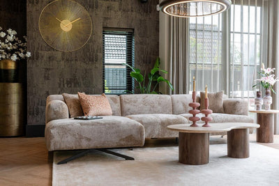 Richmond Interiors Ecksofa Donovan 3 Sitzer mit Lounge links | Chenille Taupe
