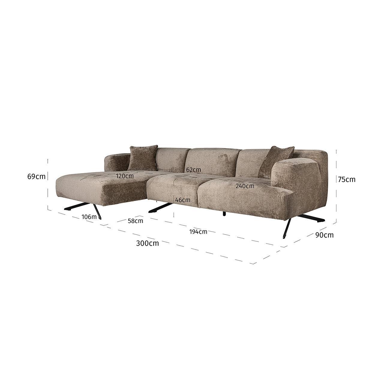 Richmond Interiors Ecksofa Donovan 3 Sitzer mit Lounge links | Chenille Taupe
