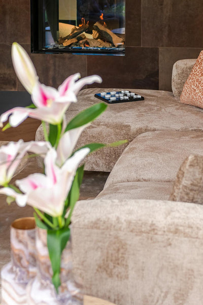 Richmond Interiors Ecksofa Donovan 3 Sitzer mit Lounge links | Chenille Taupe