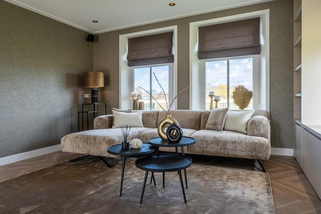 Richmond Interiors Ecksofa Donovan 3 Sitzer mit Lounge rechts | Chenille Taupe