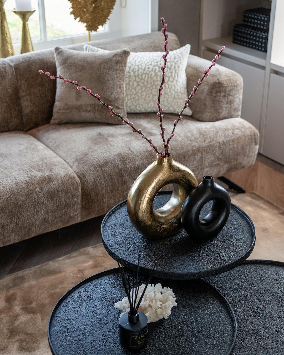 Richmond Interiors Ecksofa Donovan 3 Sitzer mit Lounge rechts | Chenille Taupe