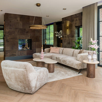 Richmond Interiors Ecksofa Donovan 3 Sitzer mit Lounge rechts | Chenille Taupe
