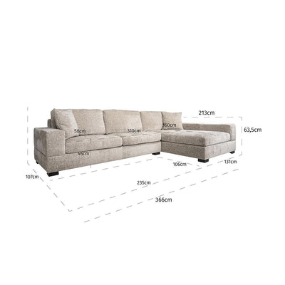 Richmond Interiors Ecksofa Pasha 3 Sitzer mit Lounge Rechts | pearl