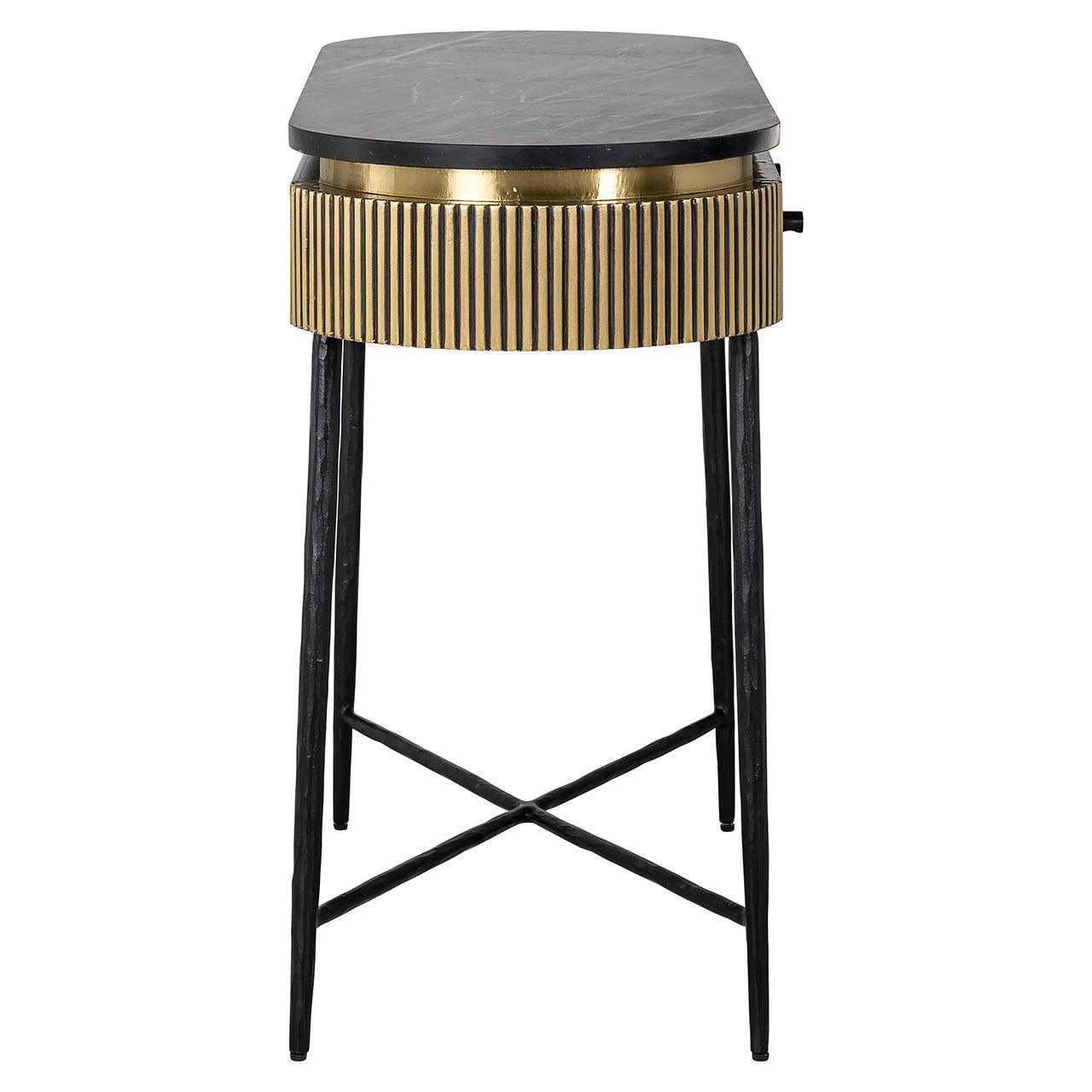 Richmond Interiors Marmor-Konsole Ironville mit 2 Schubladen | Gold