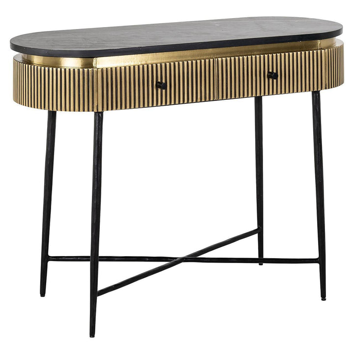 Richmond Interiors Marmor-Konsole Ironville mit 2 Schubladen | Gold