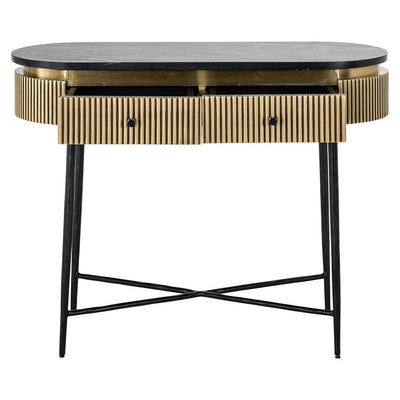 Richmond Interiors Marmor-Konsole Ironville mit 2 Schubladen | Gold