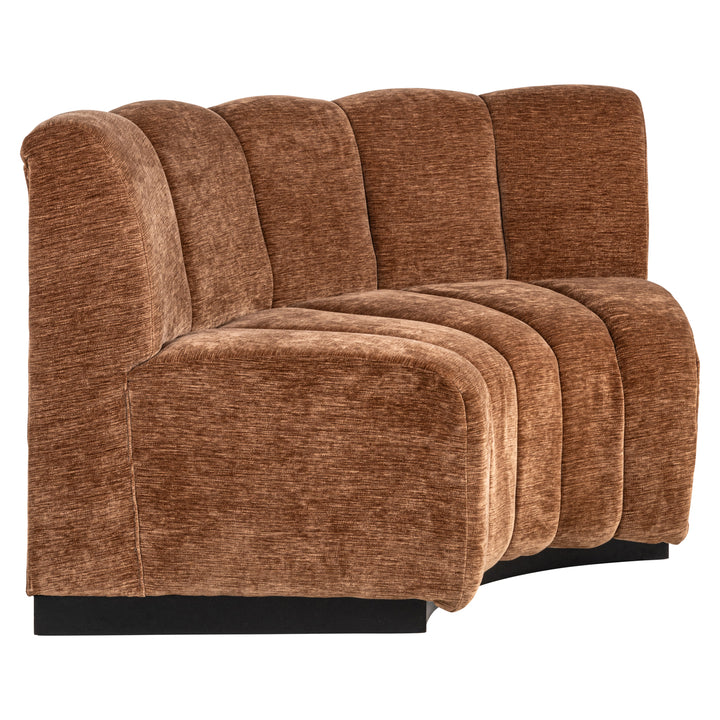 Richmond Interiors rundes Modul Sitzbank Hillpark in Chenille Cognac, Schrägansicht