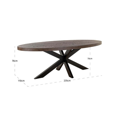 Richmond Interiors ovaler Esstisch Watson Braun | 235x110 cm