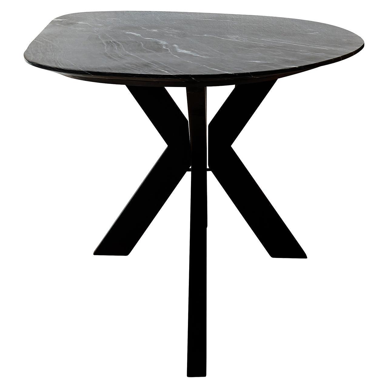 Richmond Interiors Ovaler Marmor-Esstisch Trocadero schwarz | 220x100 cm
