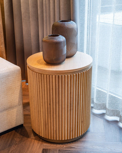 Richmond Interiors Runder Beistelltisch Belfort ø 50 cm | Natural oak
