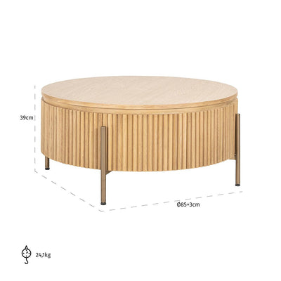 Richmond Interiors Runder Couchtisch Belfort ø 90 cm | Natural oak