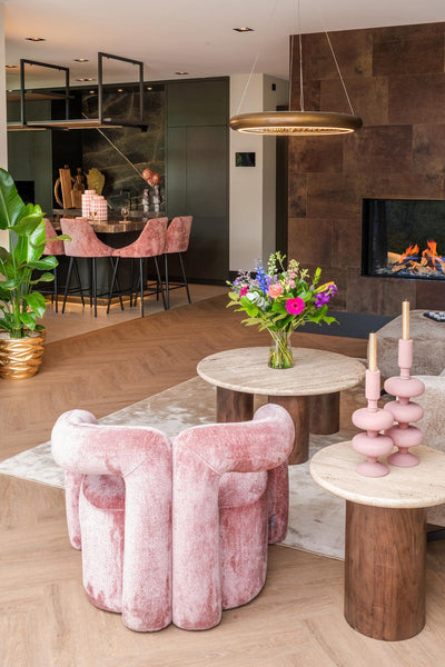 Richmond Interiors Runder Travertine Beistelltisch Douglas | ø 50 cm