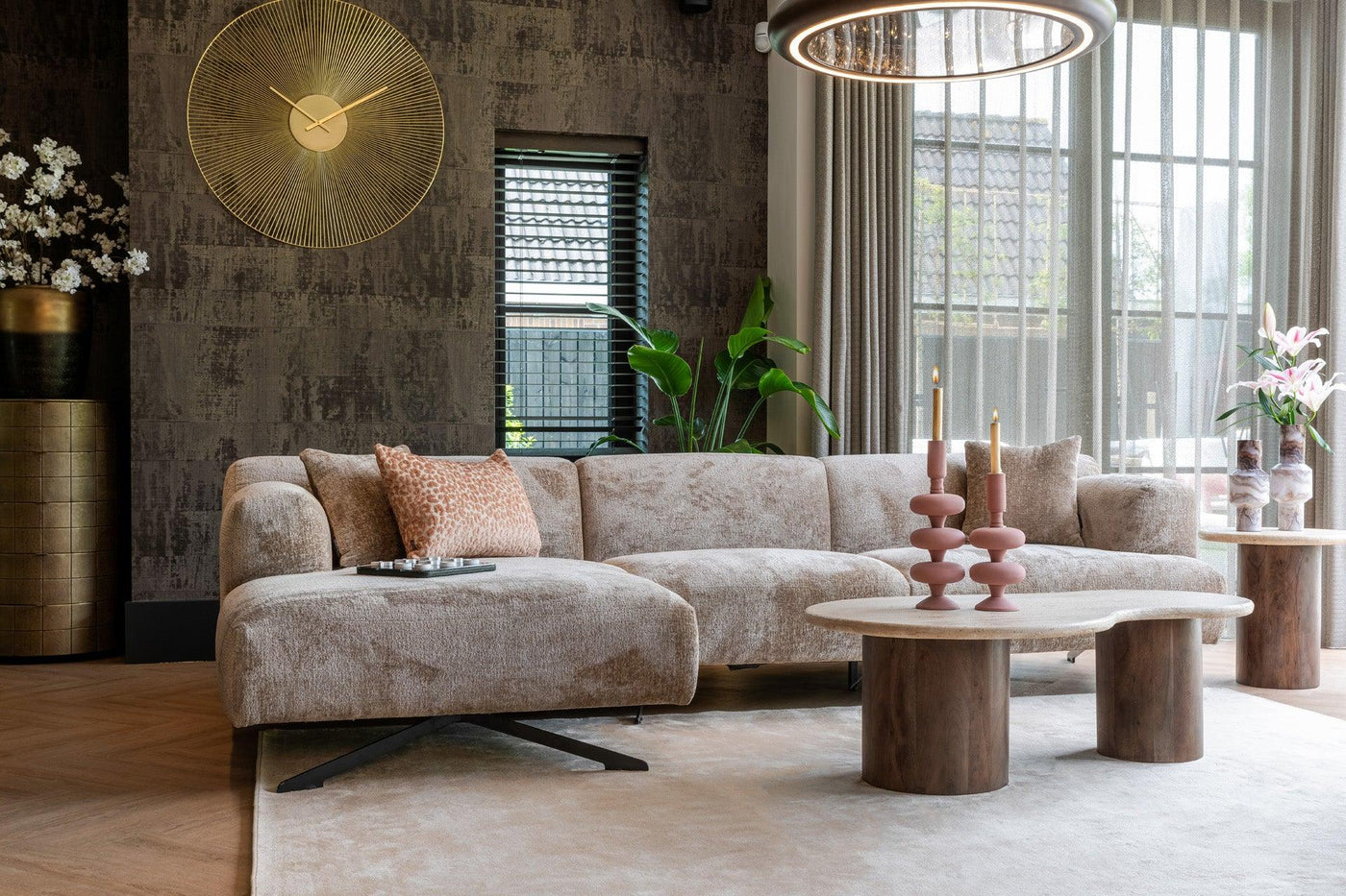 Richmond Interiors Runder Travertine Beistelltisch Douglas | ø 50 cm