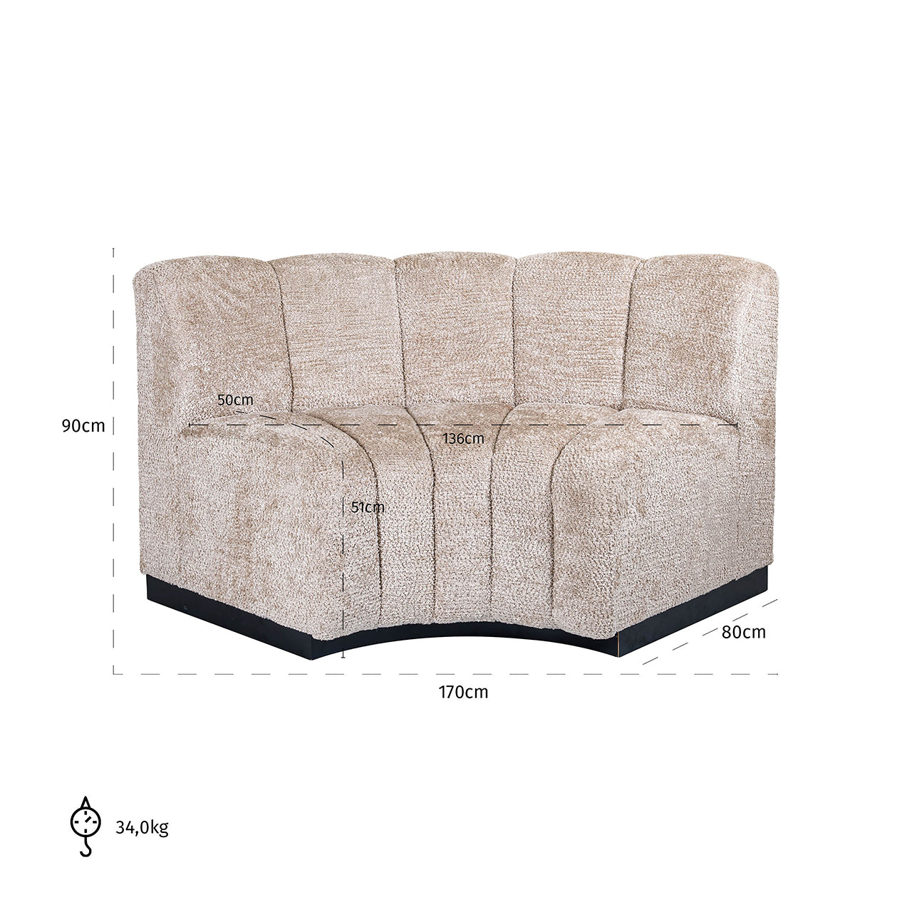 Richmond Interiors rundes Modul Sitzbank Hillpark | beige