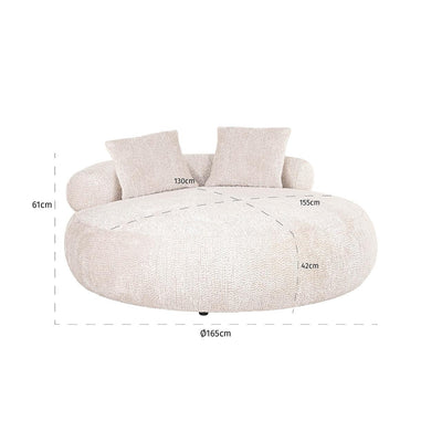 Richmond Interiors rundes Tagesbett Loveseat Tivola cream | ø 165 cm