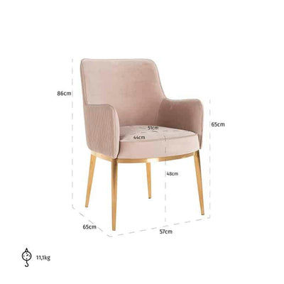 Richmond Interiors Samt-Armlehnstuhl Breeze | Khaki
