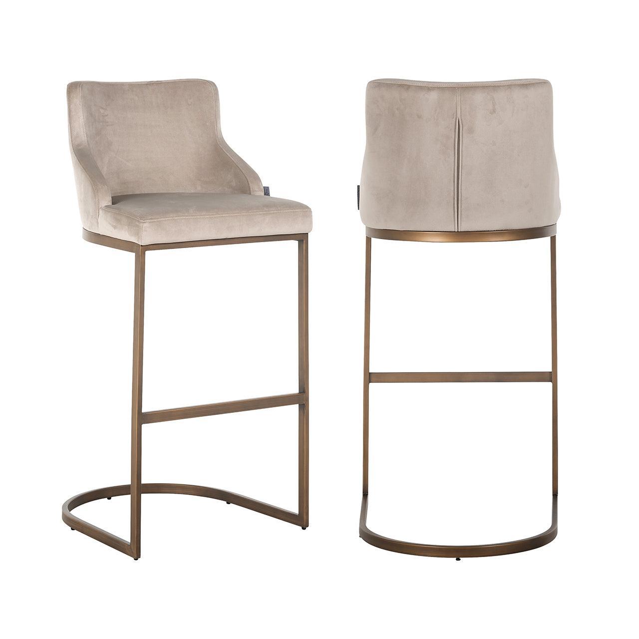 Richmond Interiors Samt-Barhocker Bolton | Khaki Brushed Gold
