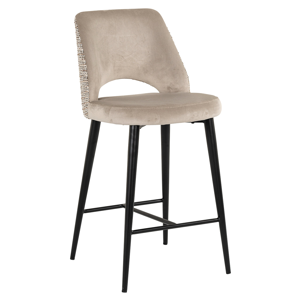 Richmond Interiors Samt-Barhocker Counterstuhl Tabitha | Nature & Khaki