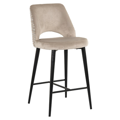 Richmond Interiors Samt-Barhocker Counterstuhl Tabitha | Nature & Khaki