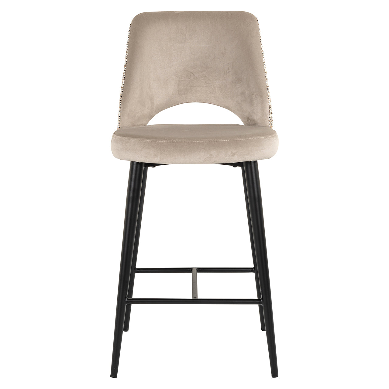 Richmond Interiors Samt-Barhocker Counterstuhl Tabitha | Nature & Khaki