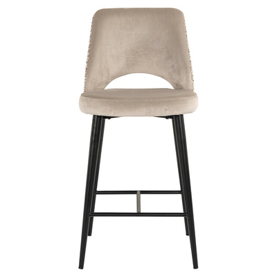 Richmond Interiors Samt-Barhocker Counterstuhl Tabitha | Nature & Khaki