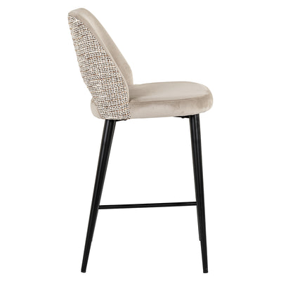 Richmond Interiors Samt-Barhocker Counterstuhl Tabitha | Nature & Khaki