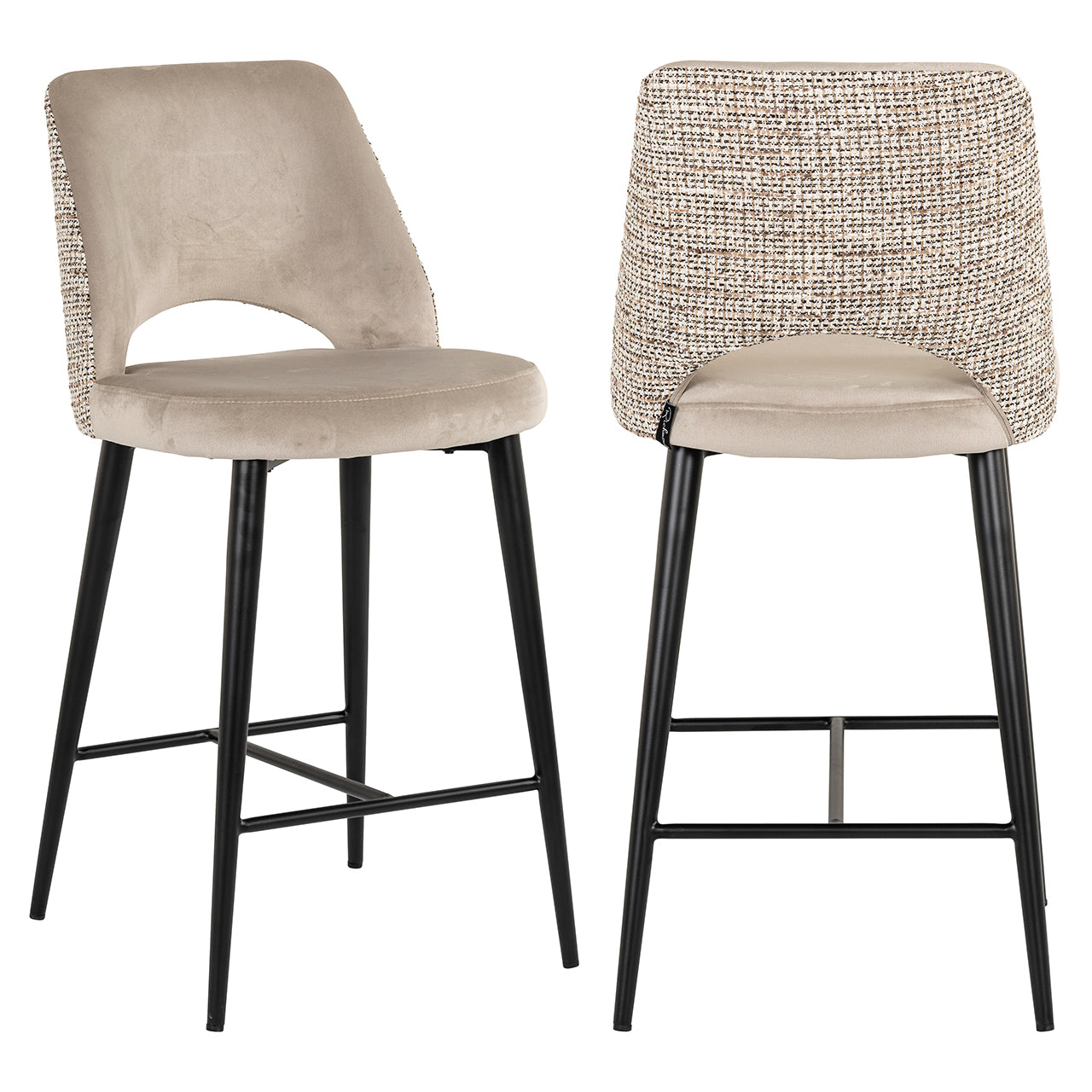 Richmond Interiors Samt-Barhocker Counterstuhl Tabitha | Nature & Khaki
