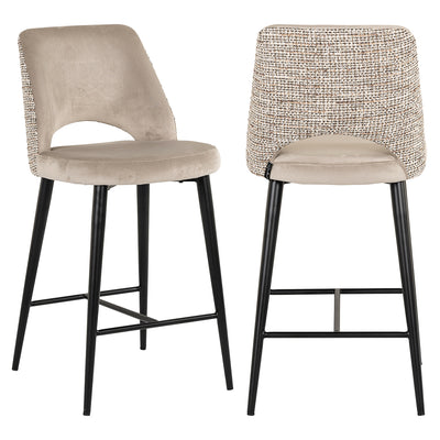 Richmond Interiors Samt-Barhocker Counterstuhl Tabitha | Nature & Khaki