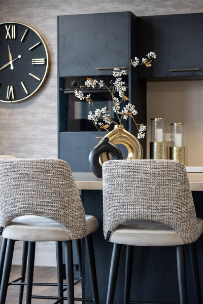 Richmond Interiors Samt-Barhocker Counterstuhl Tabitha | Nature & Khaki