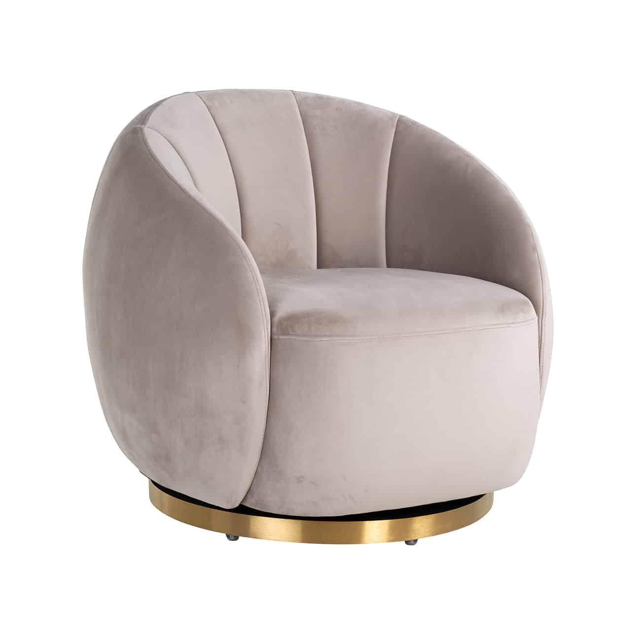 Richmond Interiors Samt-Drehsessel Jago | Khaki