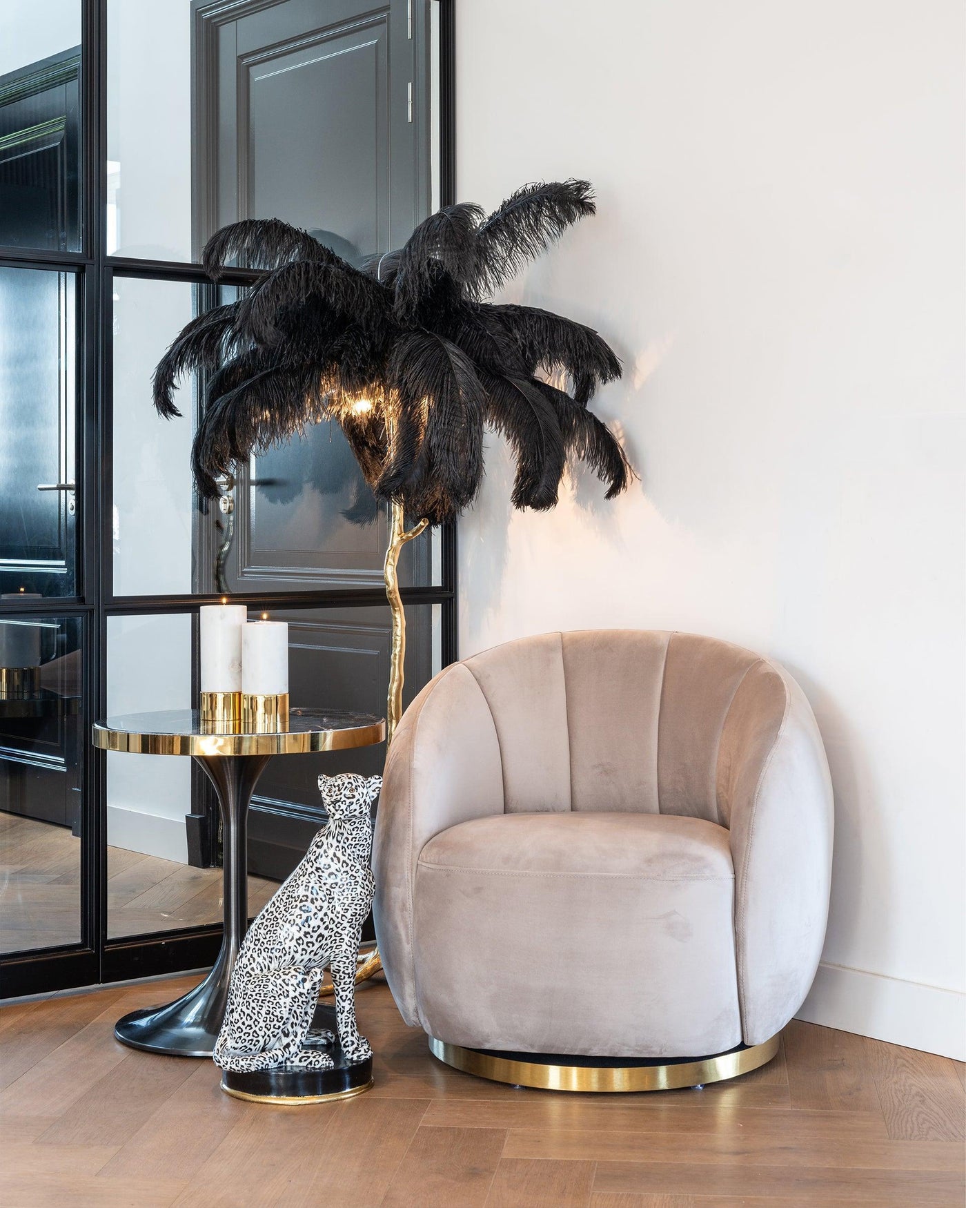 Richmond Interiors Samt-Drehsessel Jago | Khaki