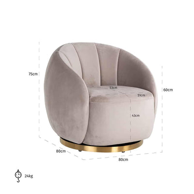 Richmond Interiors Samt-Drehsessel Jago | Khaki