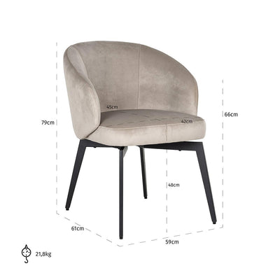 Richmond Interiors Samt-Esszimmerstuhl Amphara | khaki
