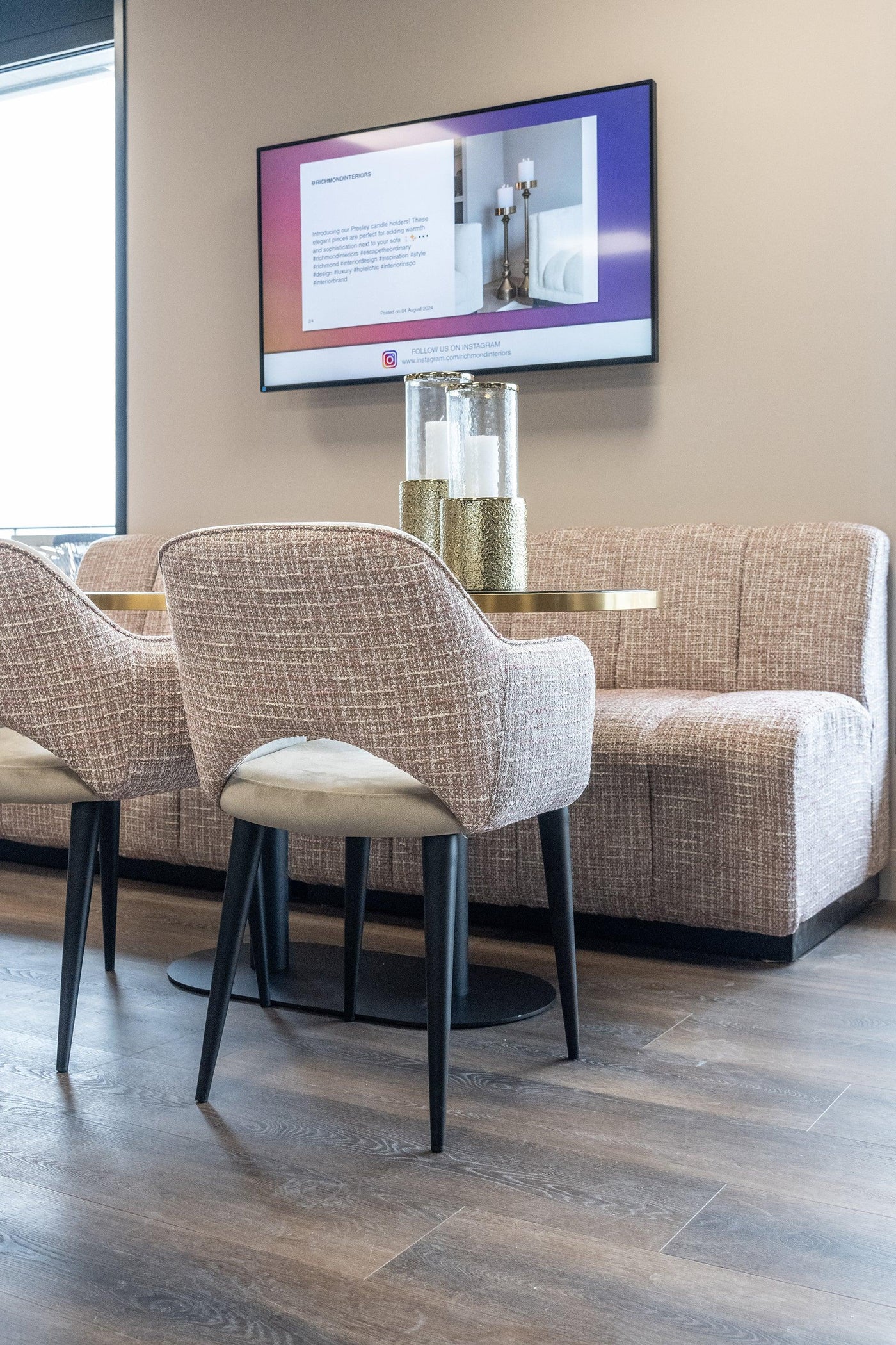 Richmond Interiors Samt-Esszimmerstuhl Giovanna | Khaki & Rosé