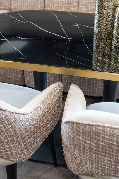 Richmond Interiors Samt-Esszimmerstuhl Giovanna | Khaki & Rosé