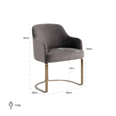 Richmond Interiors Samt-Esszimmerstuhl Hadley | Stone