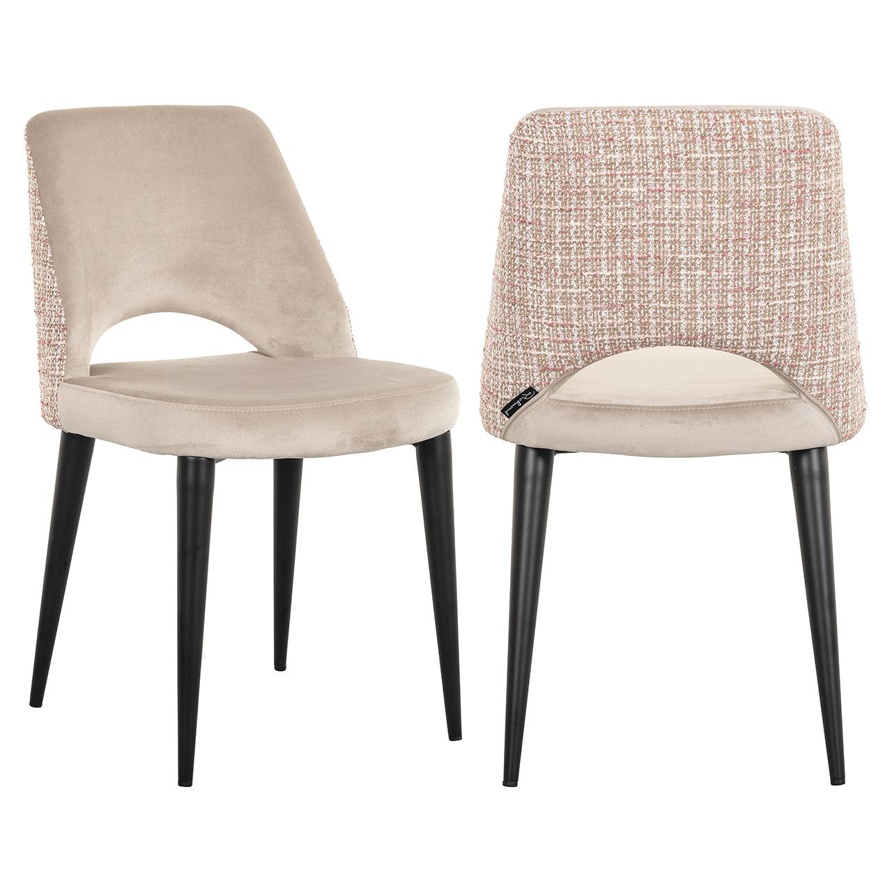 Richmond Interiors Samt-Esszimmerstuhl Tabitha | Khaki & Rosé