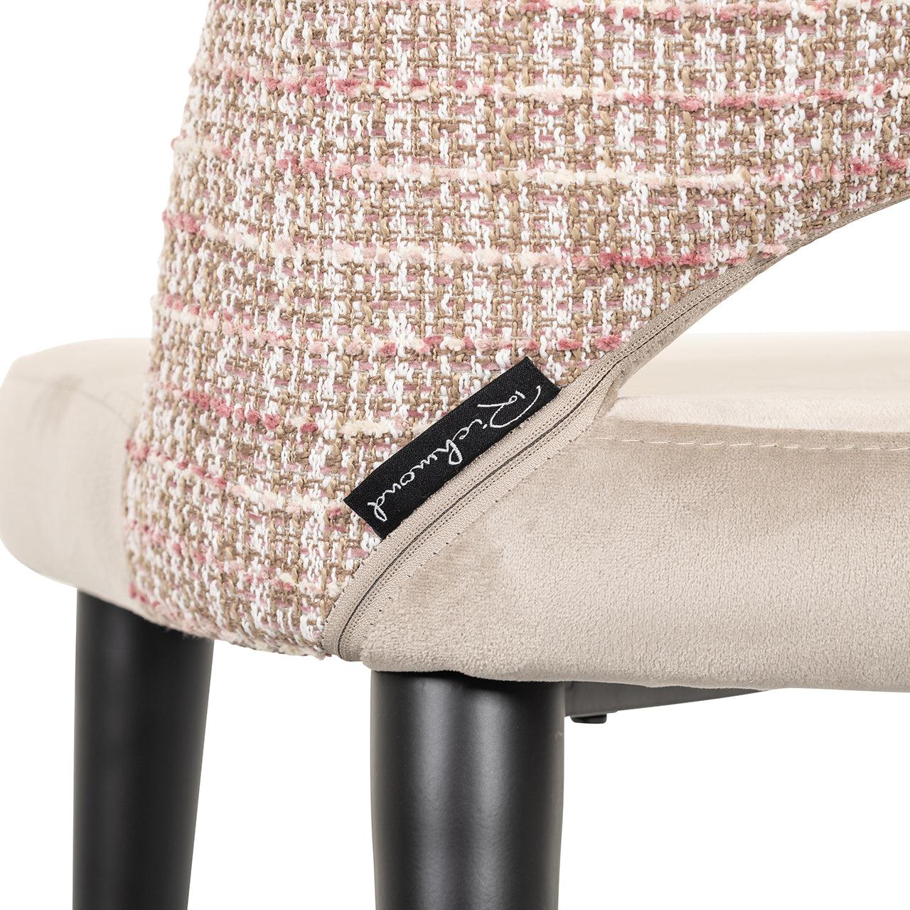 Richmond Interiors Samt-Esszimmerstuhl Tabitha | Khaki & Rosé
