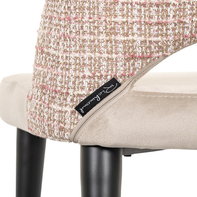 Richmond Interiors Samt-Esszimmerstuhl Tabitha | Khaki & Rosé