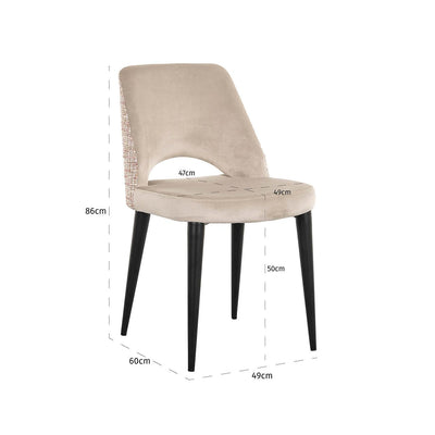 Richmond Interiors Samt-Esszimmerstuhl Tabitha | Khaki & Rosé